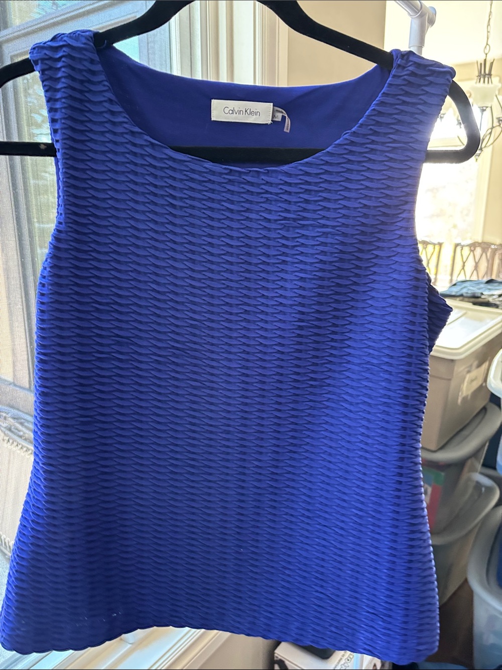 Calvin Klein Textured Sleeveless Tank - Cobalt Blue